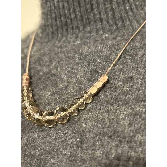 Express Rose Gold Faucet Irrodescent Beaded Necklace 42” Minimalist - Picture 4 of 7
